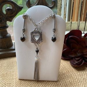 Brighton Heart Picture Photo Holder Locket Tassel Pendant Necklace Earrings